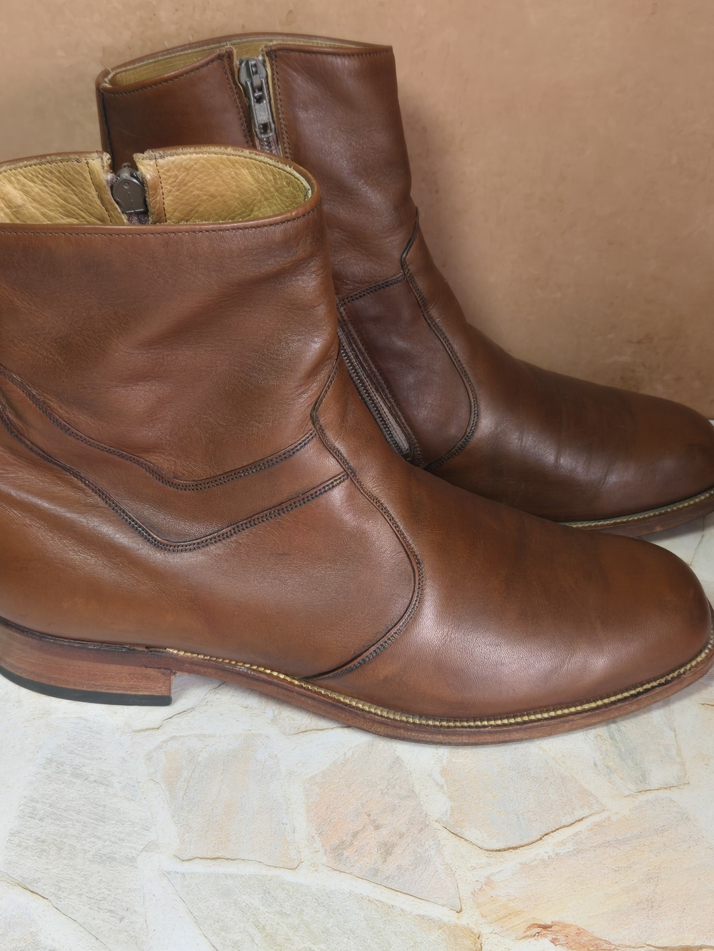 Vintage E.T. Wright Arch Preserver Brown Leather Side Zip Boots